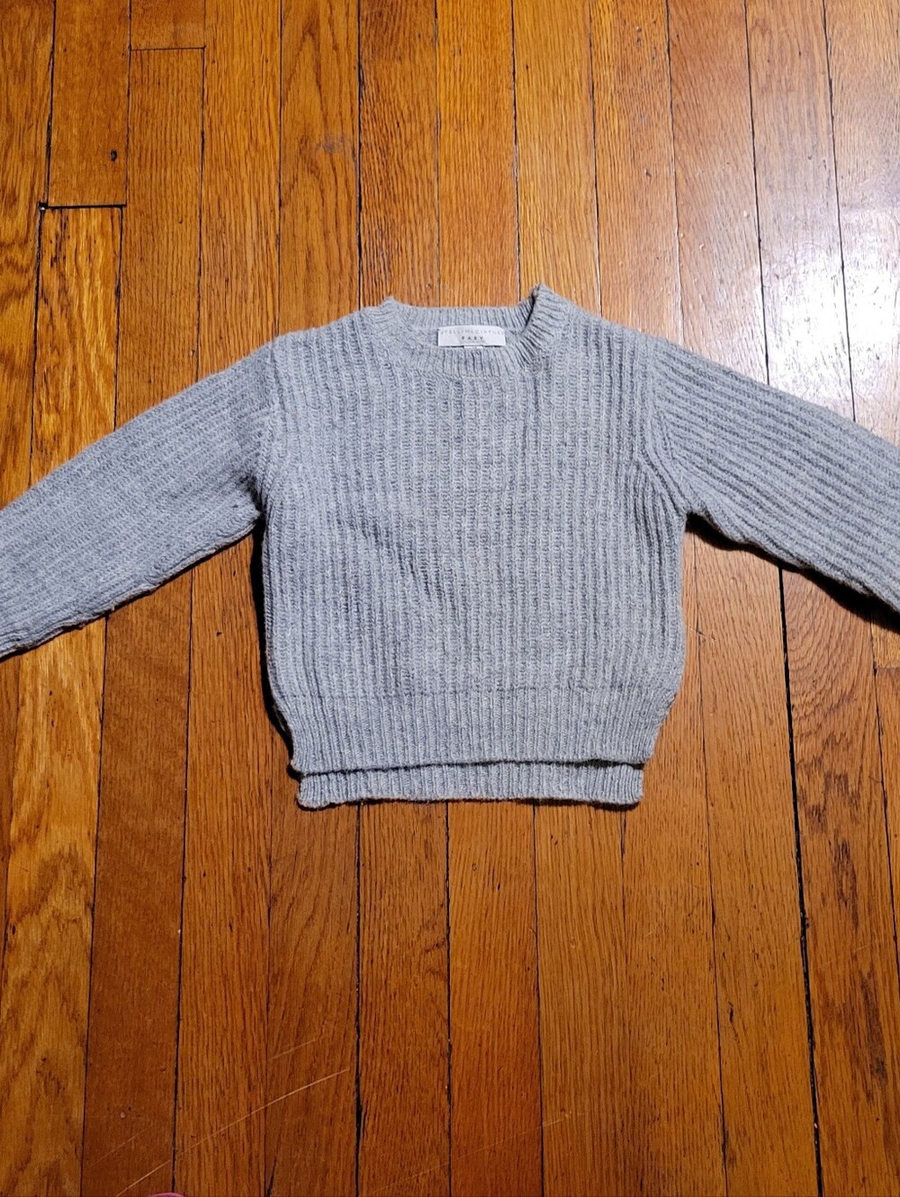 Stella McCartney Baby Ribbed Knit Crewneck Sweater Grey 24 Months